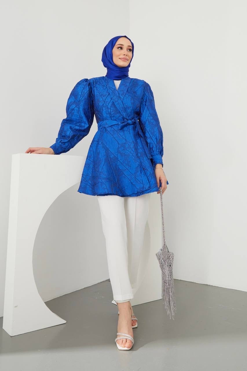 Lareen Jacquard Fabric Top - Royal