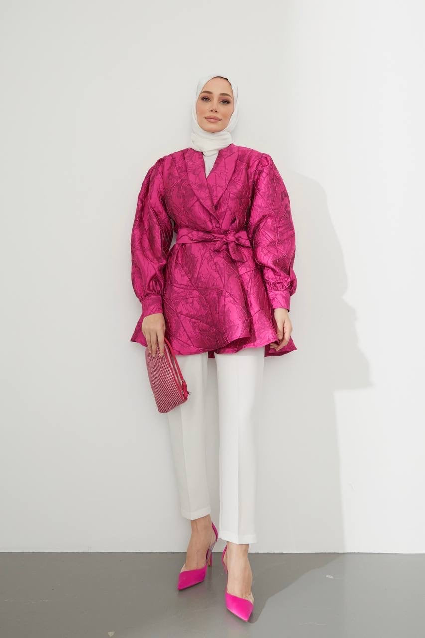 Lareen Jacquard Fabric Top - Pink