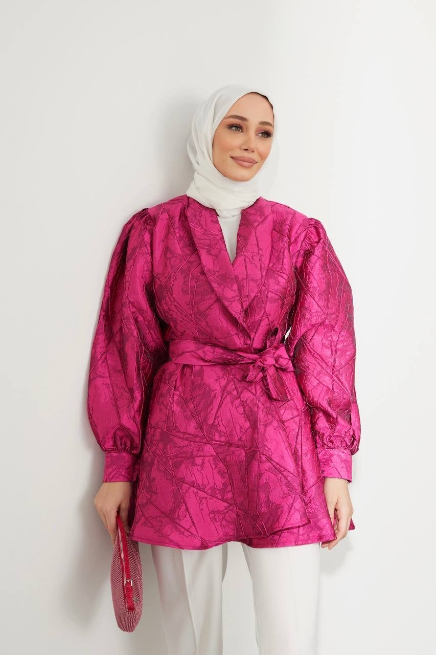 Lareen Jacquard Fabric Top - Pink