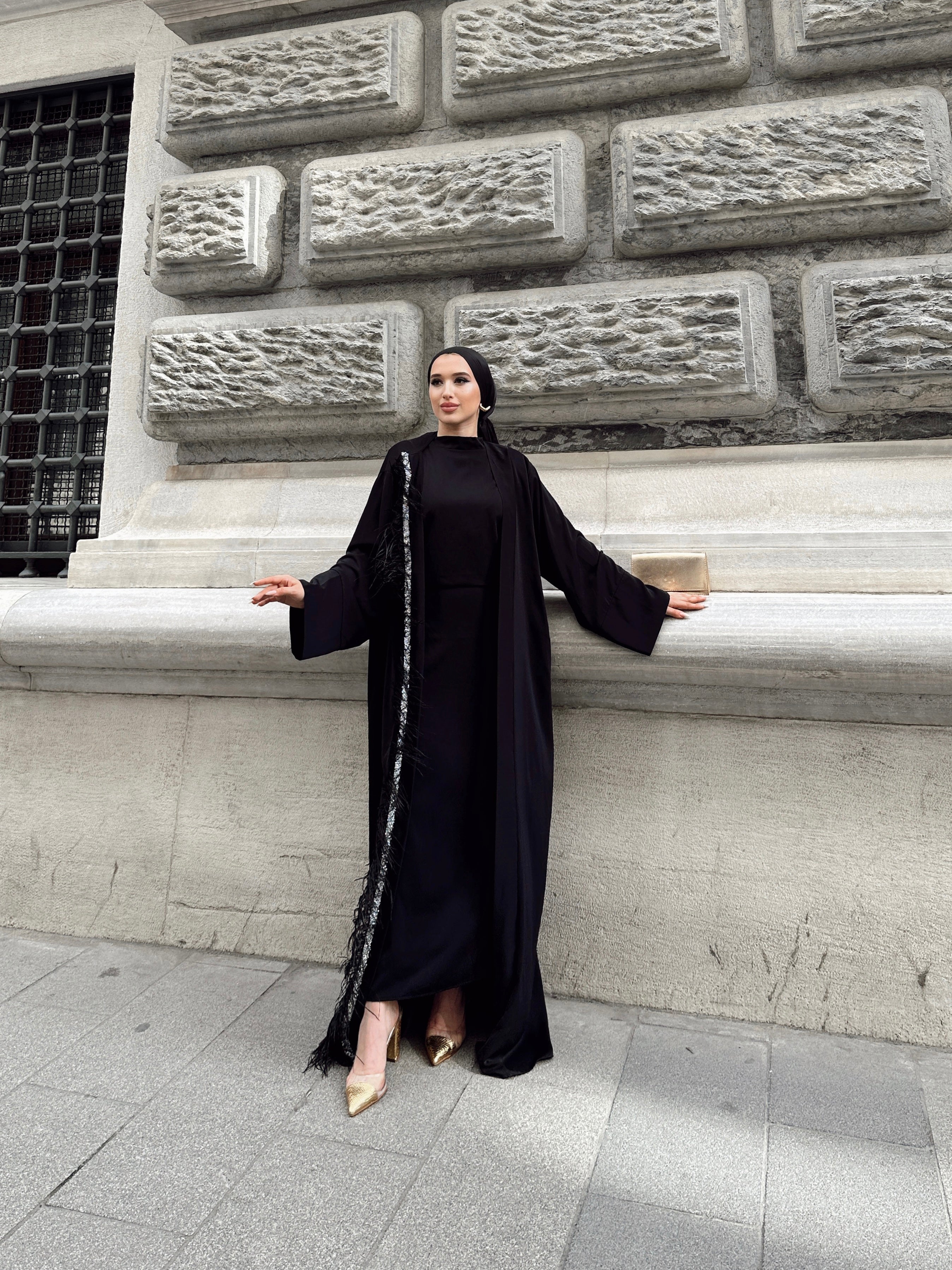 Abaya shop with feathers