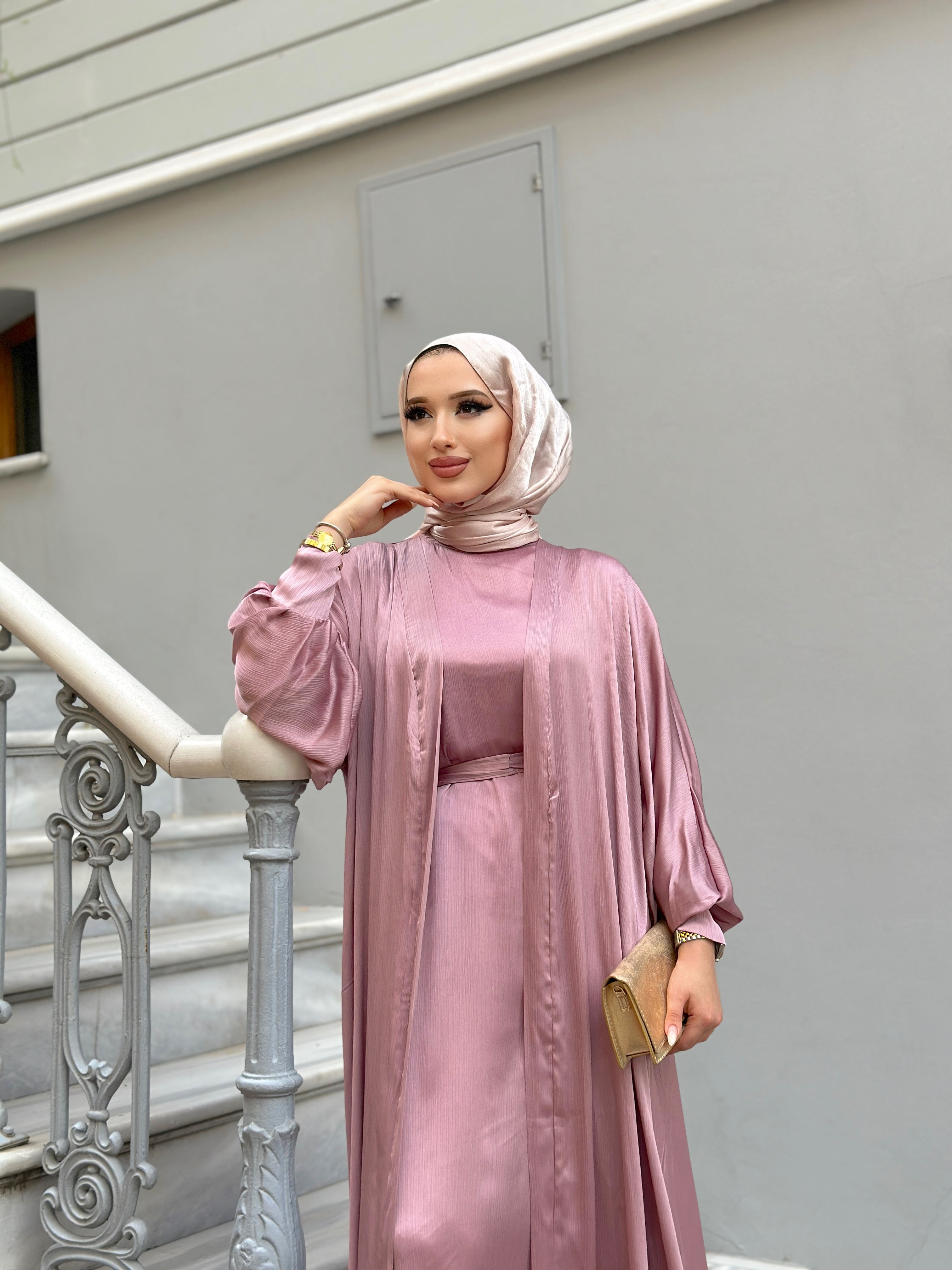 Muslim Fashion Abaya Women Dress Big Hem Satin Luxury Silk Robes For Ladies  Traditional Festival Clothes Islamic Clothing
