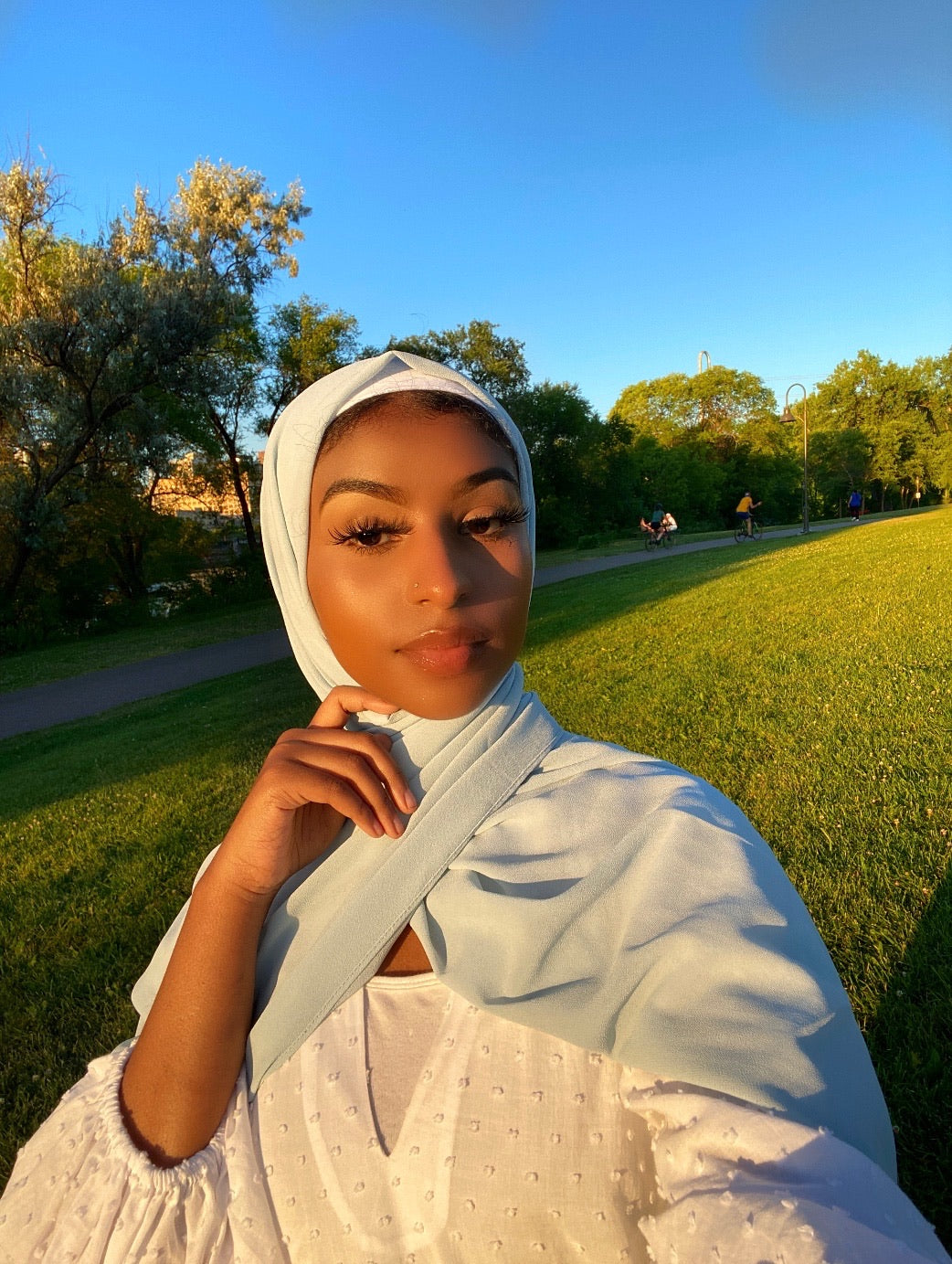 Premium Chiffon Hijab - Blue Frost
