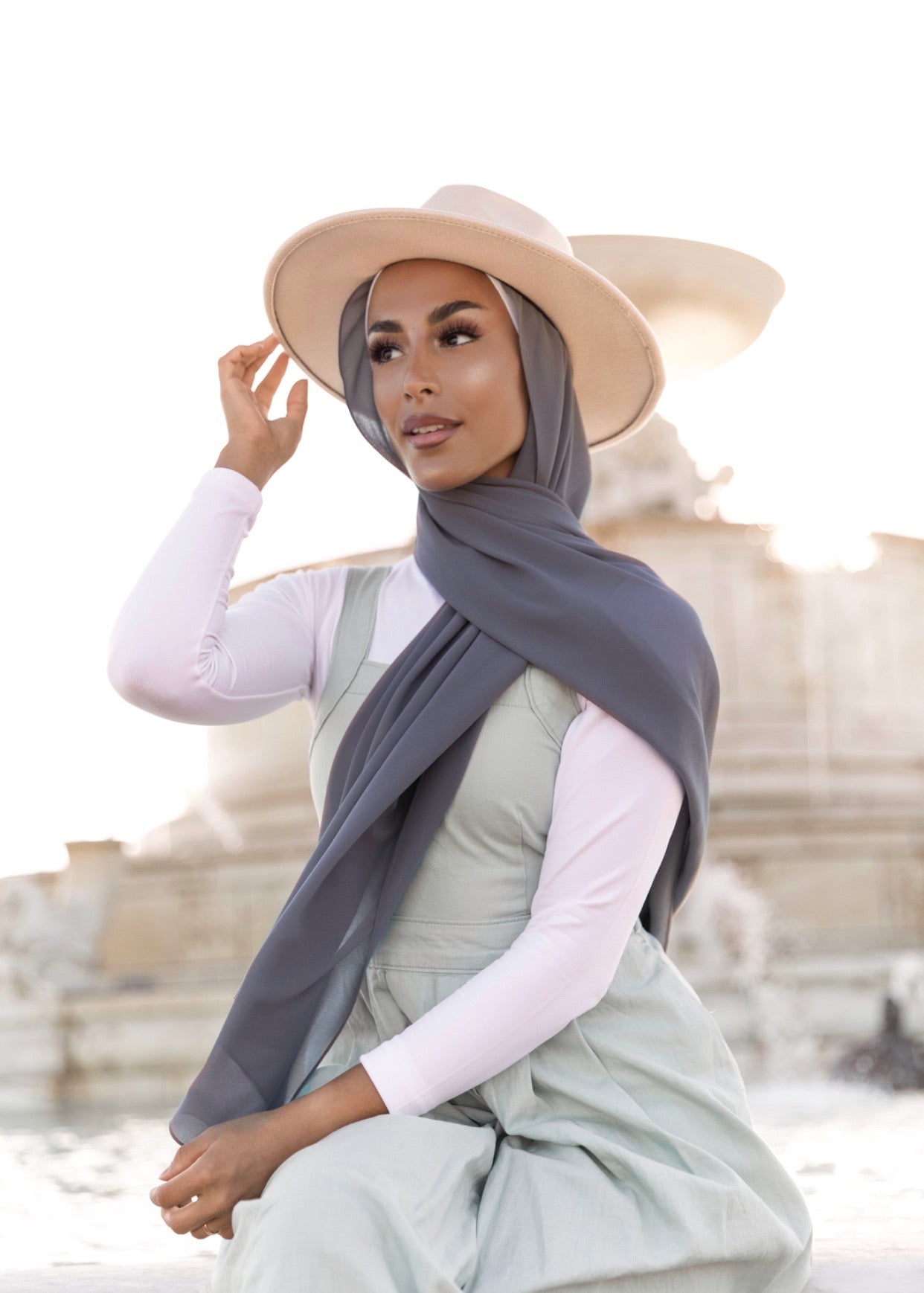 Premium Chiffon Hijab - Steel