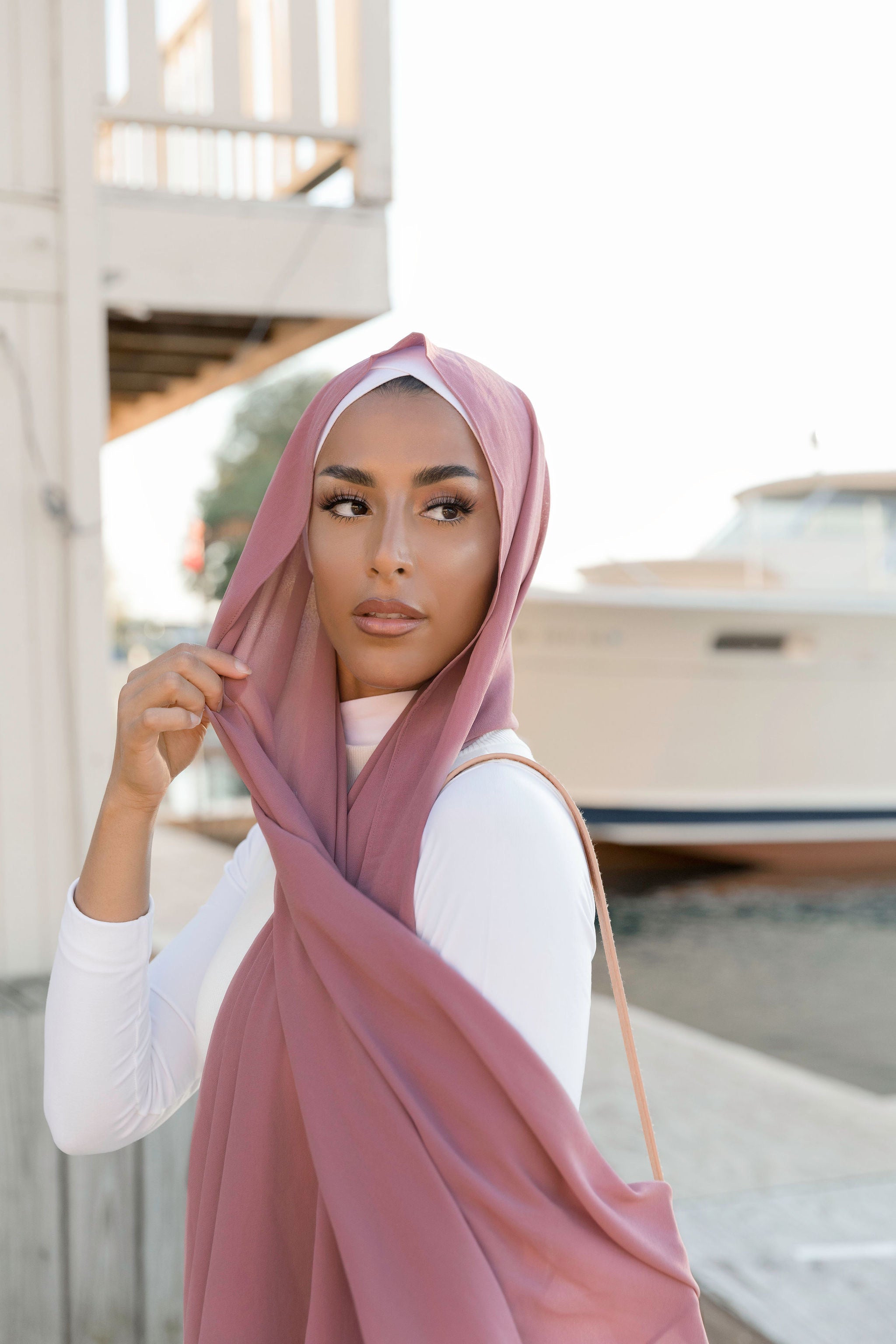 Premium Chiffon Hijab - Blush