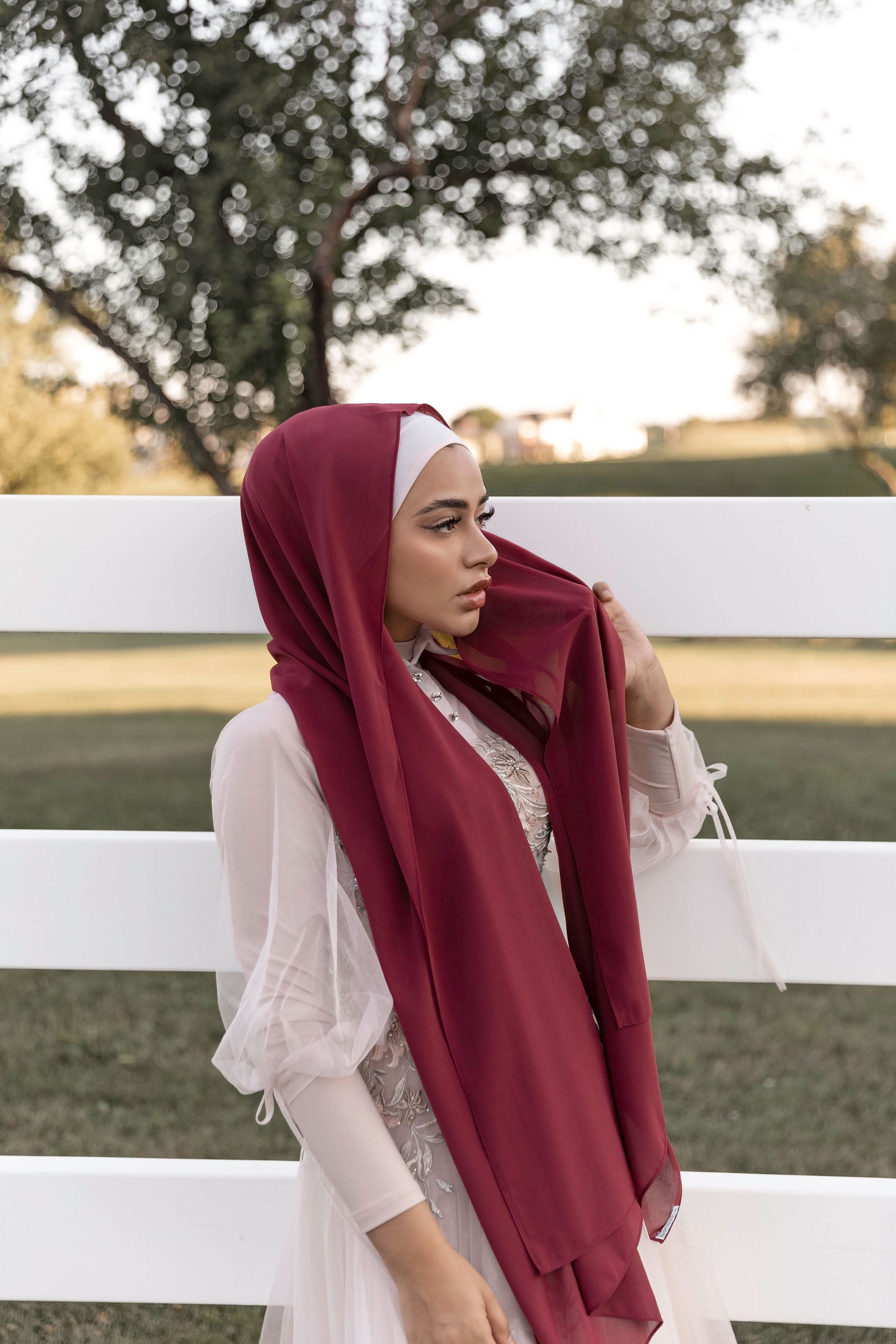 Premium Chiffon Hijab - Berry