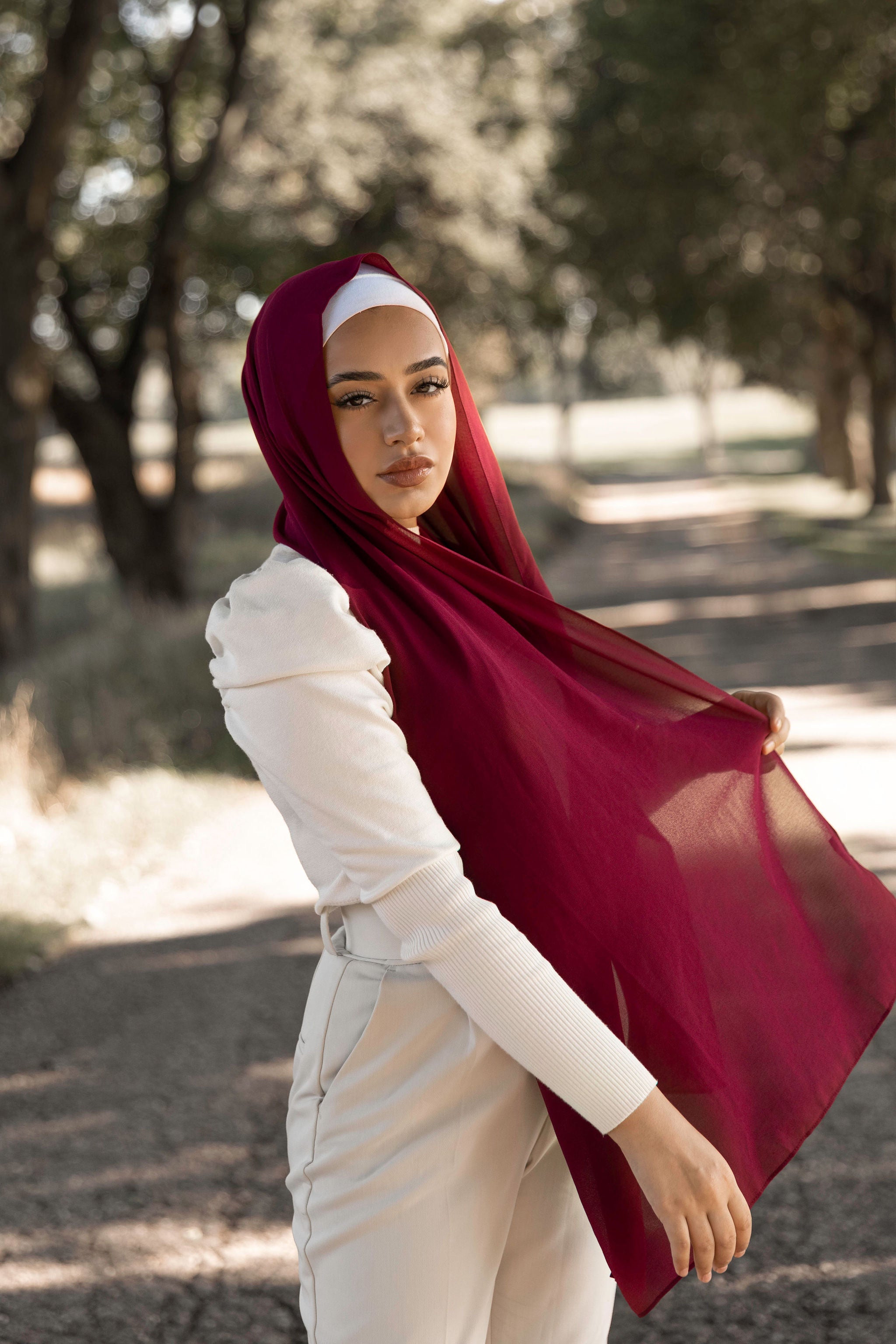 Premium Chiffon Hijab - Mahogany