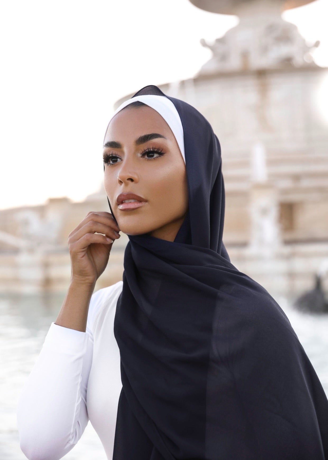 Premium Chiffon Hijab - Navy