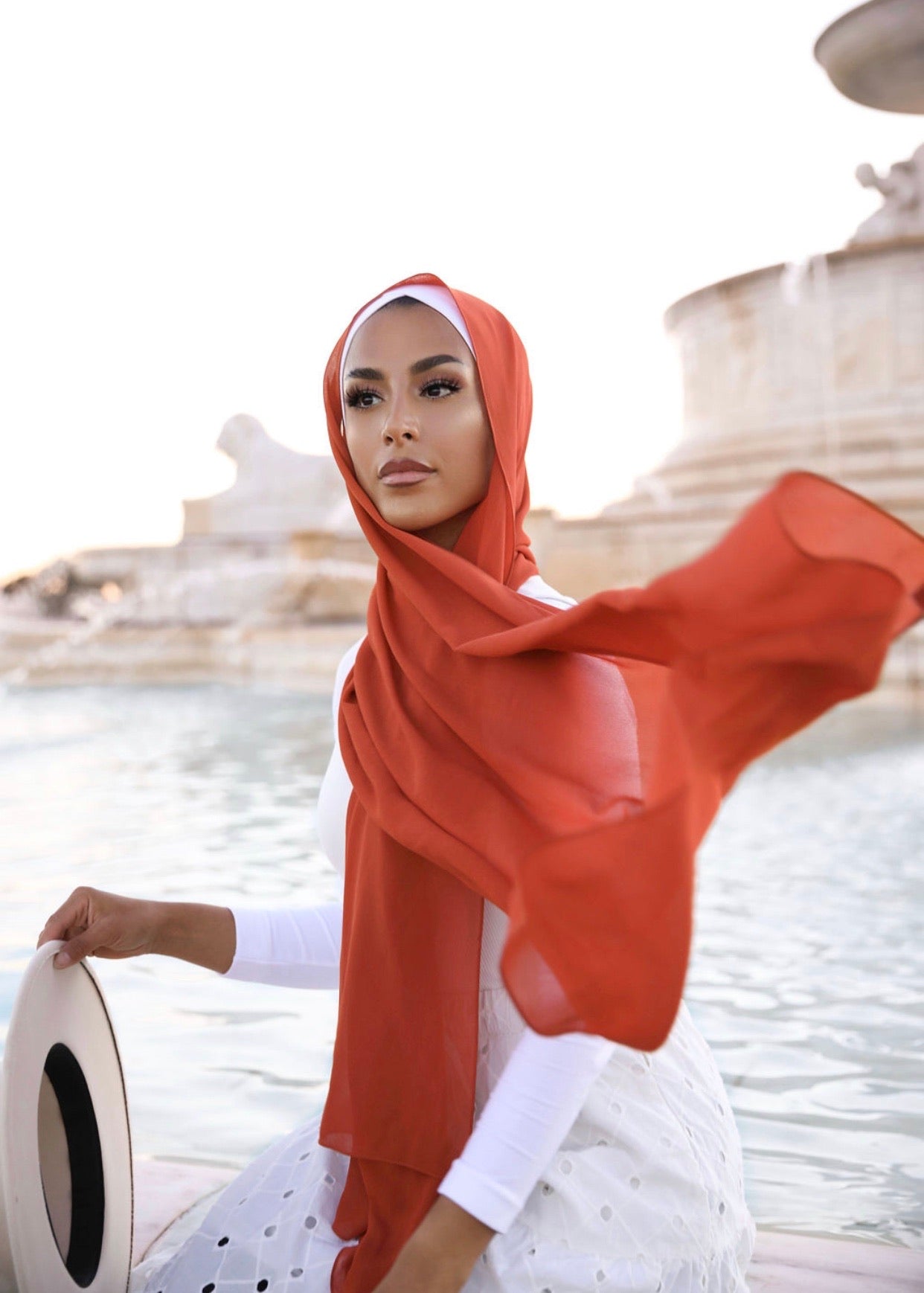 Premium Chiffon Hijab - Coral